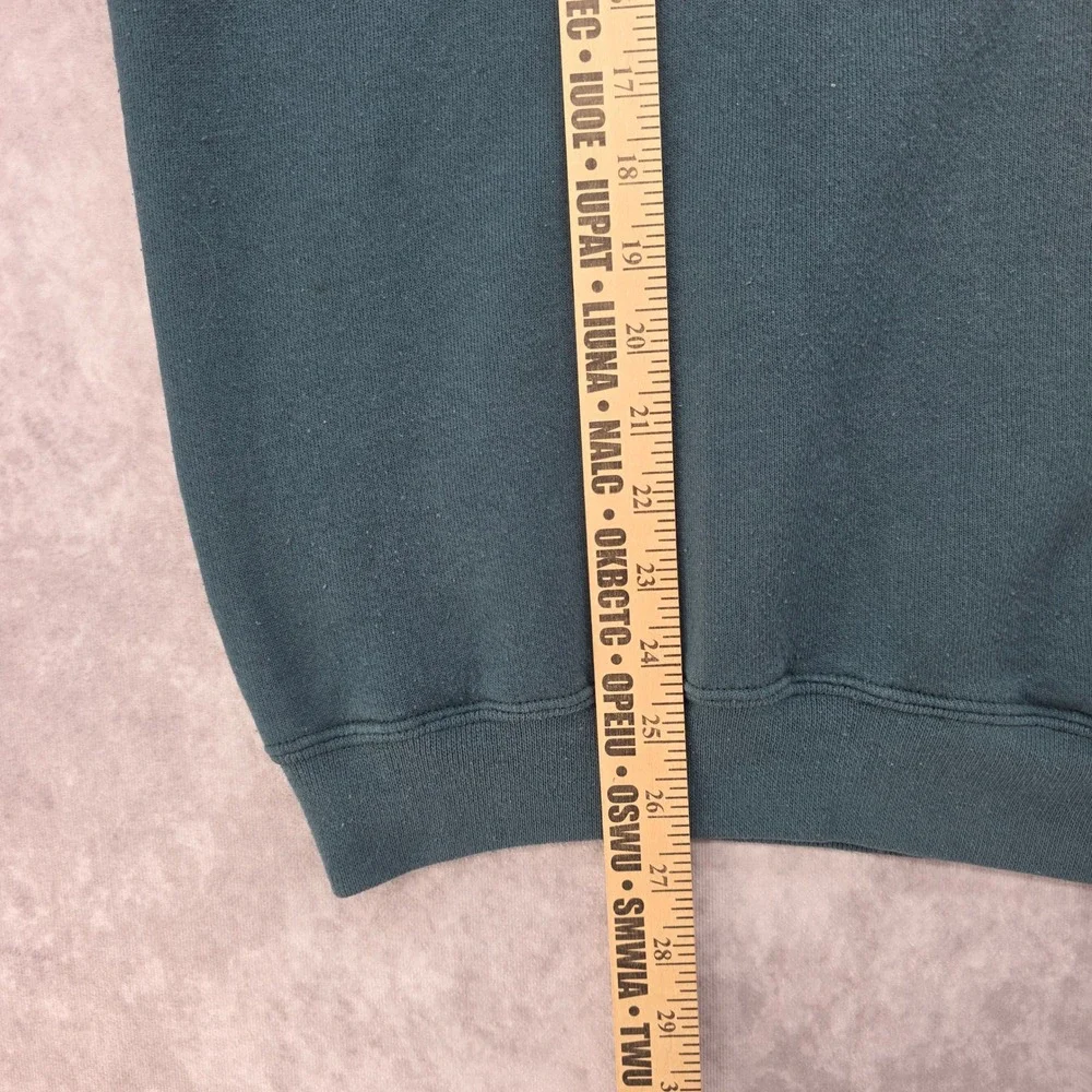 Vintage Tultex Quarter Zip Sweatshirt Mens Large Teal Green Pullover Made in USA